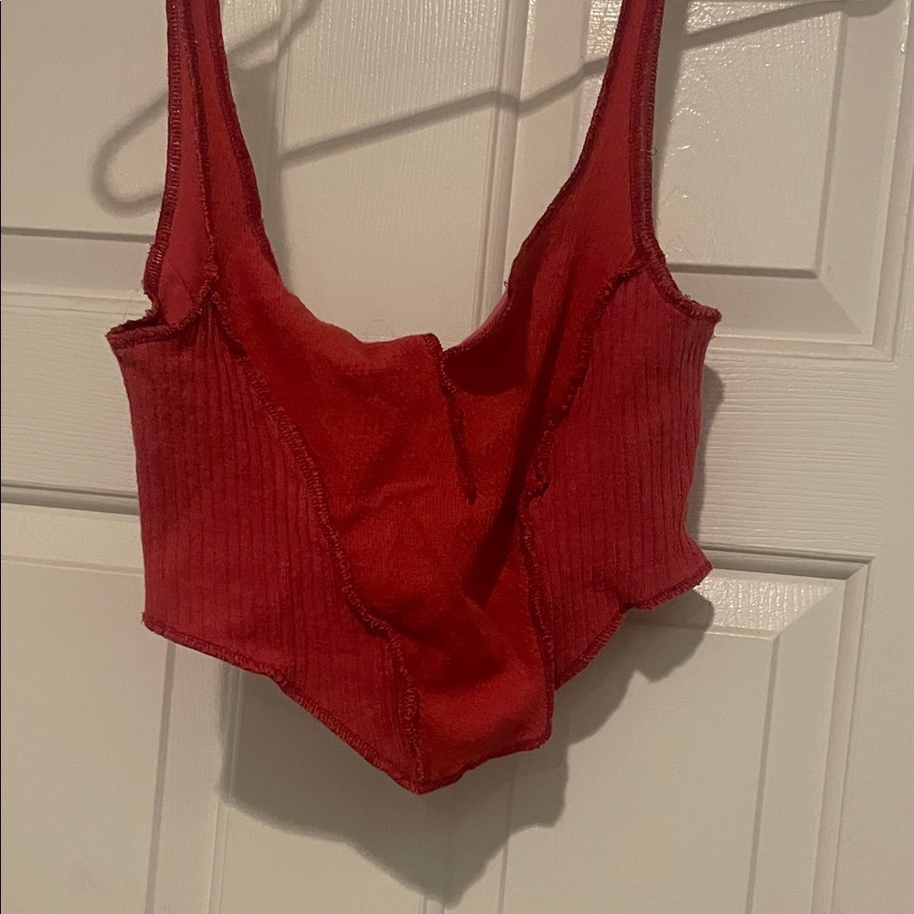 Red Ribbed Tank Top